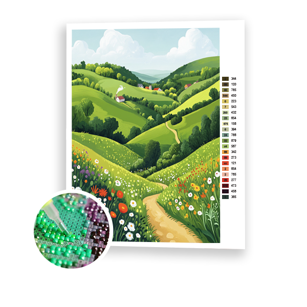 Camino A Través De Colinas de Flores Silvestres