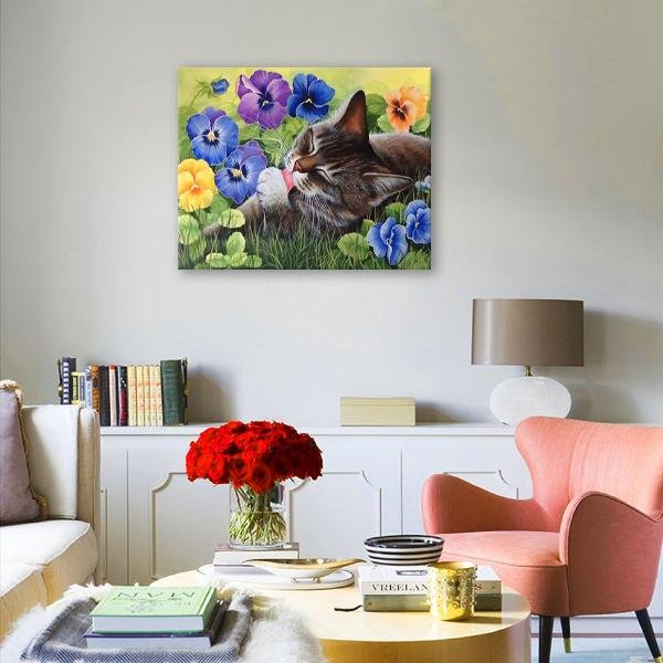 Gato en flores - Hola Hobby