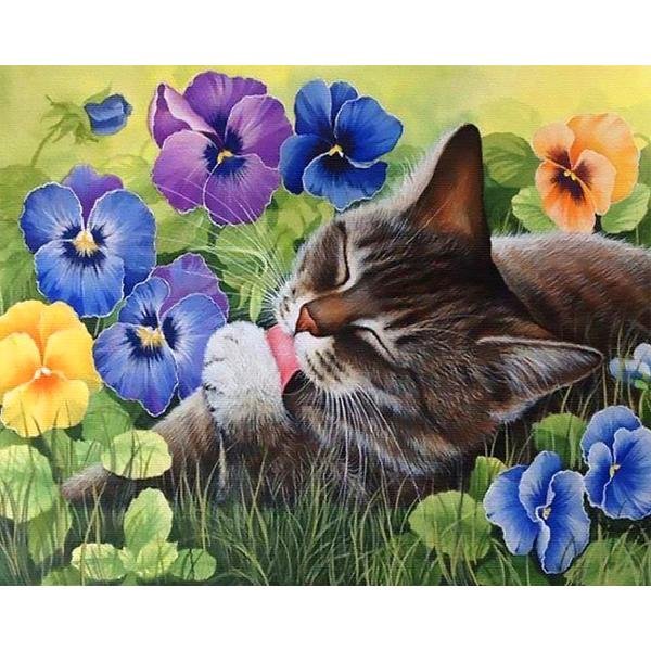 Gato en flores - Hola Hobby