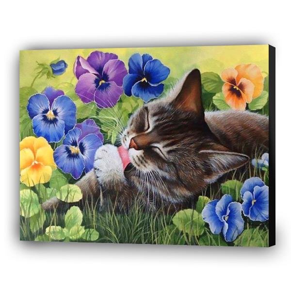 Gato en flores - Hola Hobby