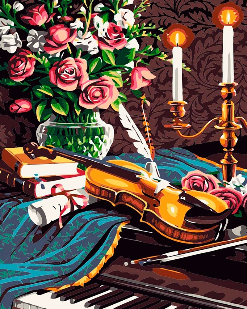 Instrumentos musicales y flores - Hola Hobby