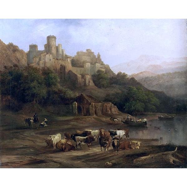 Jenaro Pérez de Villaamil - Manada de toros junto a un río - Hola Hobby