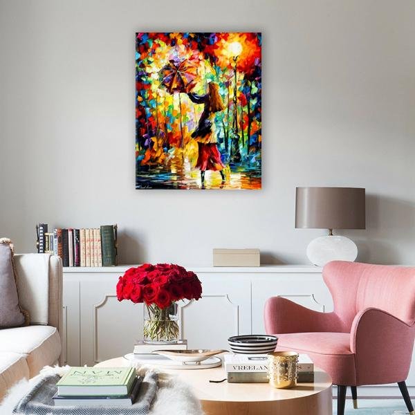 Mujer con paraguas multicolor - Hola Hobby