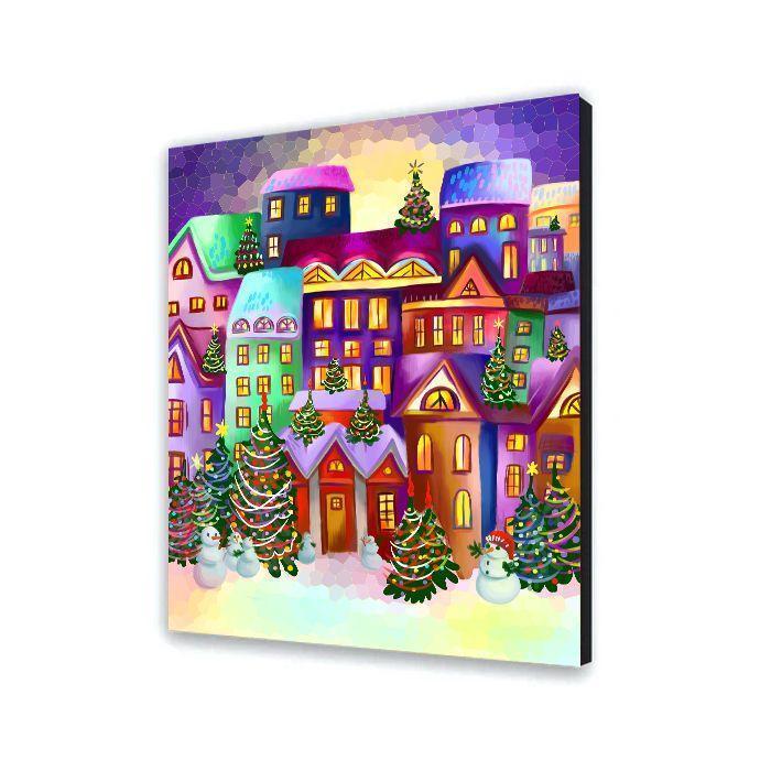 Kit De Pintura Por Números Navideño – Ciervos Con Marco Y Caballete De Madera, Lienzo 20x30 Cm Para Decoración Del Hogar