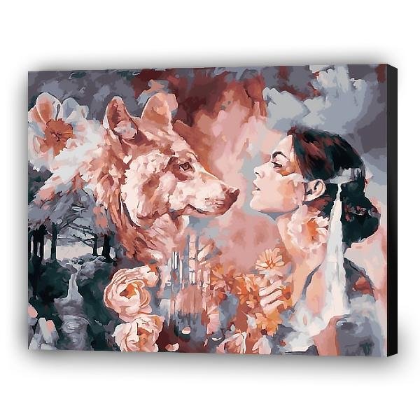 Niña, lobo y flores - Hola Hobby