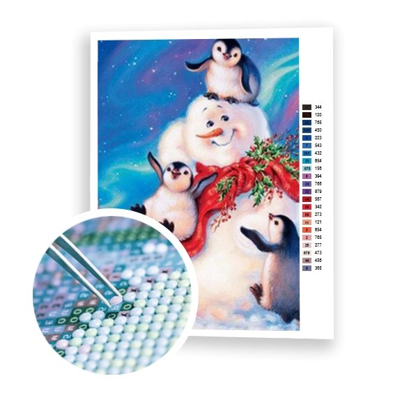 Pingüinos y muñeco de nieve - Hola Hobby