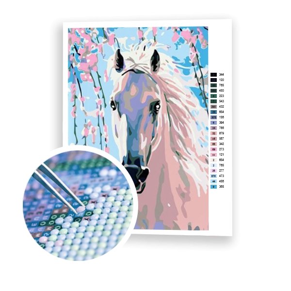 Pintura de diamantes "Caballo blanco" - Hola Hobby