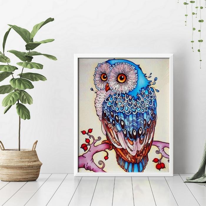 Blue Owl Diamond Painting - Hola Hobby